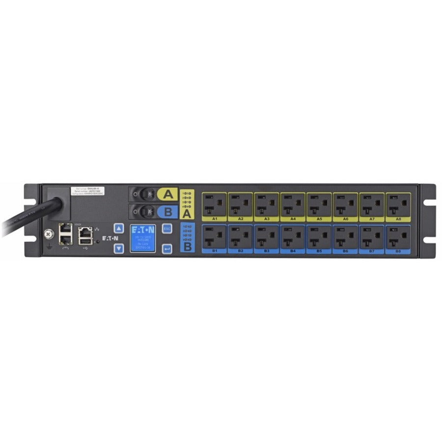 Eaton Managed rack PDU, 2U, L5-30P input, 2.88 kW max, 120V, 24A, 10 ft cord, Single-phase, Outlets: (16) 5-20R EMAU05-10