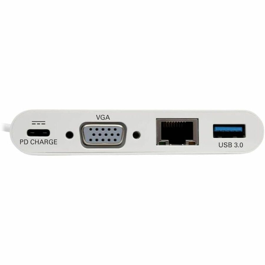 Eaton Tripp Lite Series USB-C Multiport Adapter, VGA, USB 3.x (5Gbps) Hub Port, Gigabit Ethernet and 60W PD Charging, White U444-06N-VGU-C