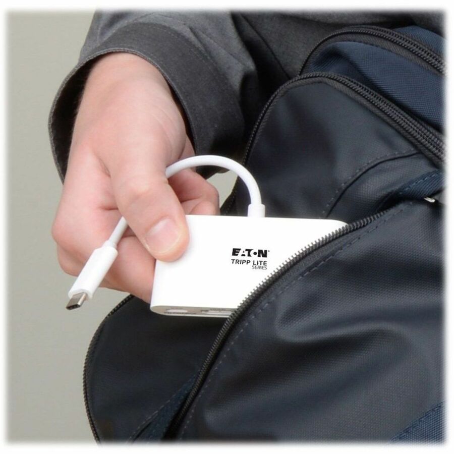 Eaton Tripp Lite Series USB-C Multiport Adapter, VGA, USB 3.x (5Gbps) Hub Port, Gigabit Ethernet and 60W PD Charging, White U444-06N-VGU-C