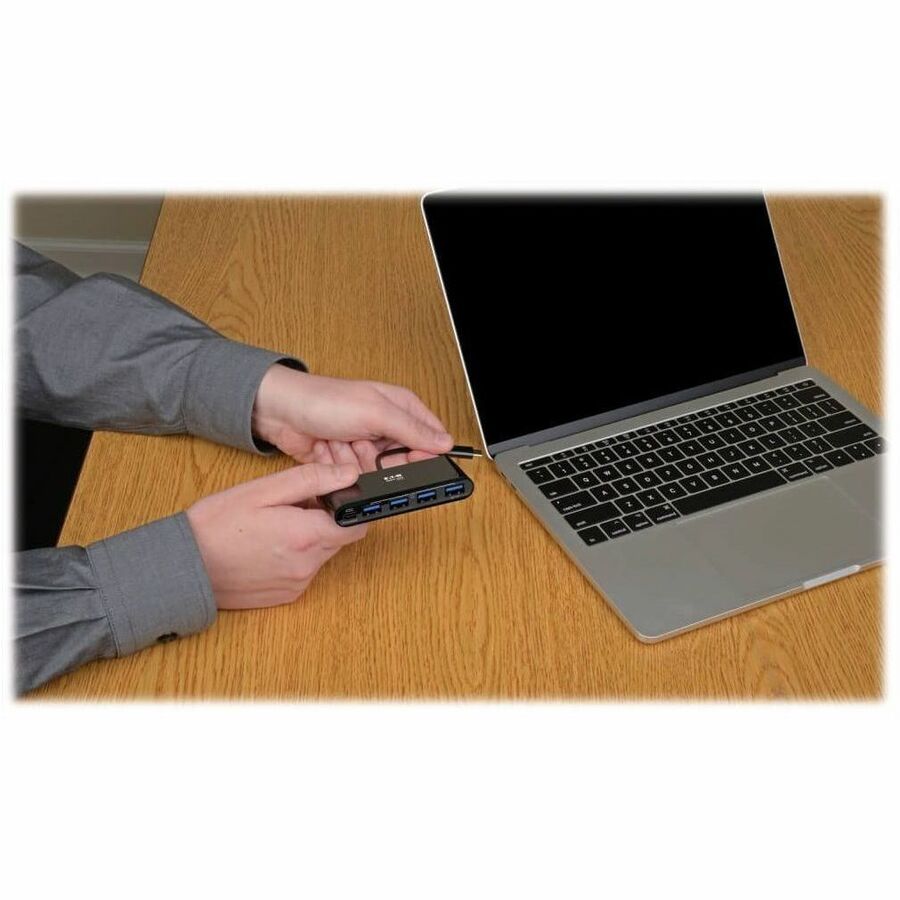 Eaton Tripp Lite Series 4-Port USB-C Hub, USB 3.x (5Gbps), 4x USB-A Ports, 60W PD Charging, Black U460-004-4AB-C