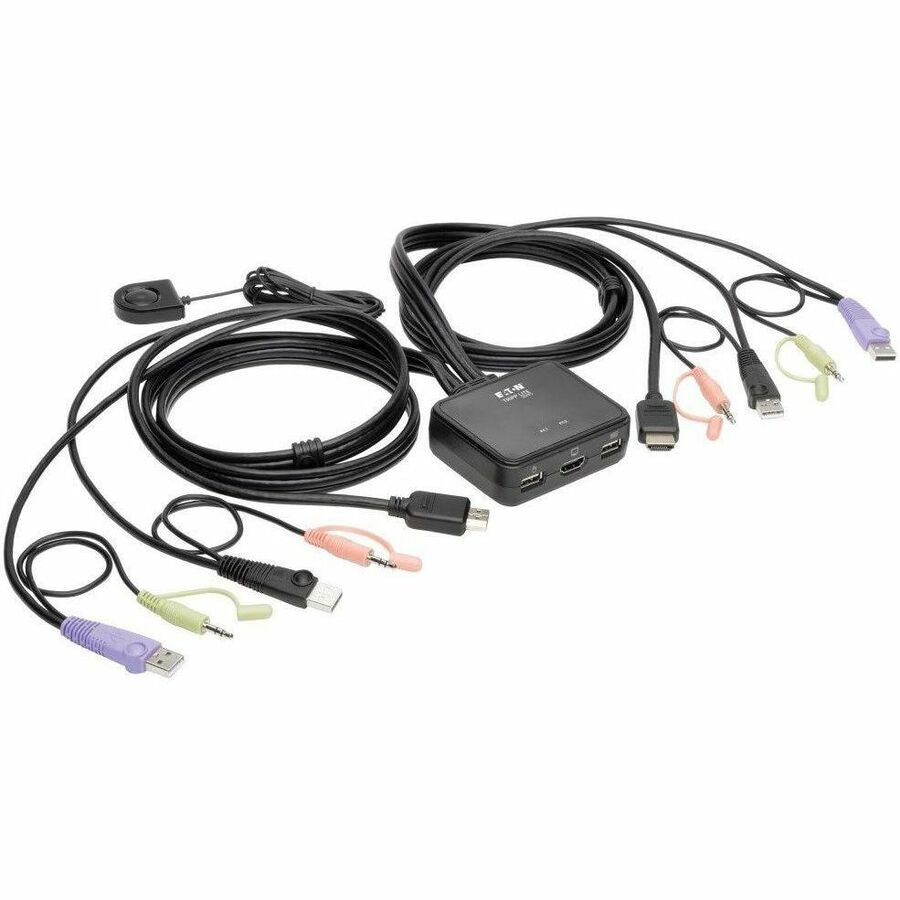 Eaton Tripp Lite Series 2-Port USB/HD Cable KVM Switch with Audio/Video, Cables and USB Peripheral Sharing B032-HUA2