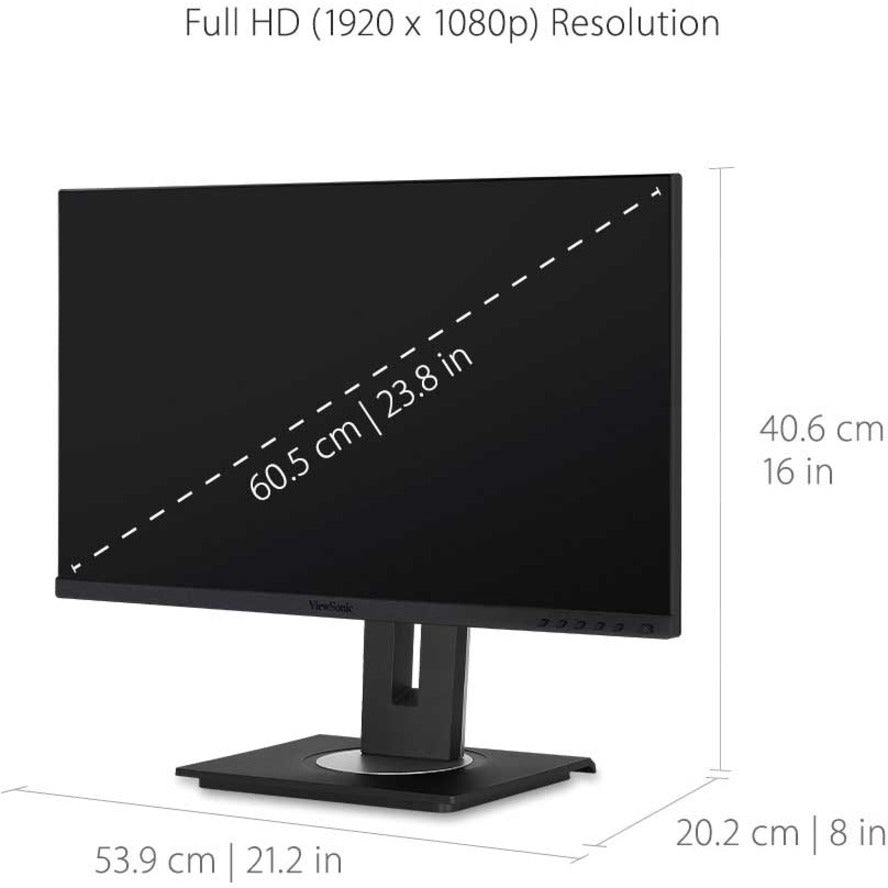 ViewSonic VG2456 24 Inch 1080p Monitor with USB C 3.2, Docking Built-In Gigabit Ethernet and 40 Degree Tilt Ergonomics for Home and Office VG2456