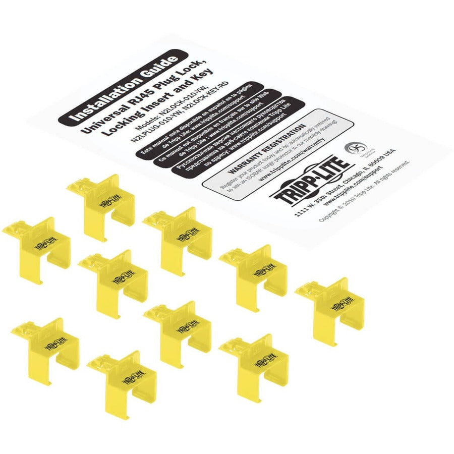 Tripp Lite by Eaton Universal RJ45 Locking Inserts, Yellow, 10 Pack N2LPLUG-010-YW