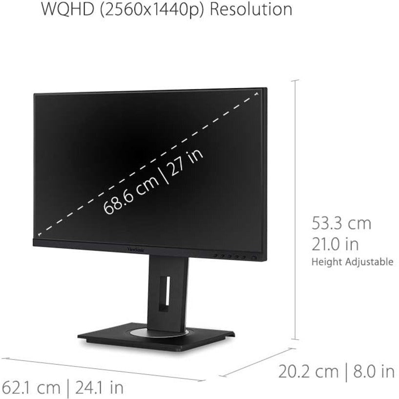 ViewSonic VG2755-2K 24 Inch IPS 1440p Monitor with USB C, HDMI, DisplayPort and 40 Degree Tilt Ergonomics for Home and Office VG2755-2K