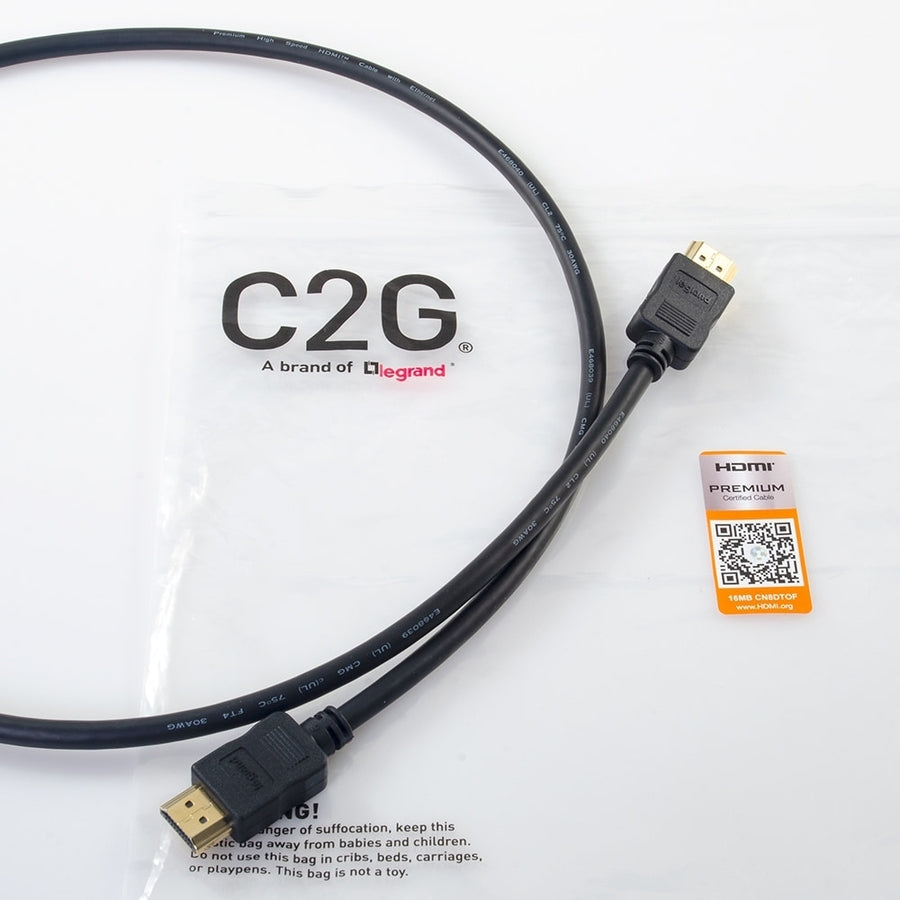 C2G 12ft 4K HDMI Cable with Ethernet - Premium Certified - High Speed 60Hz 50185