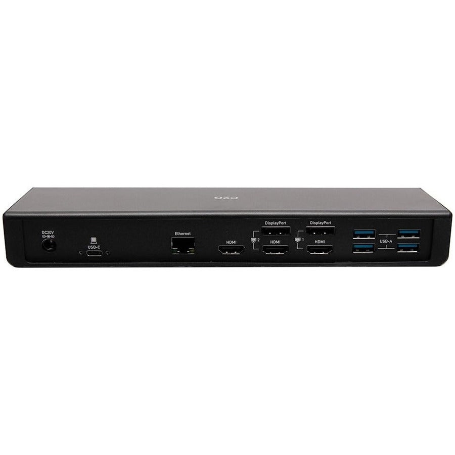 C2G USB C Triple Monitor Docking Station, HDMI, DisplayPort, Ethernet, USB - 85W Power Delivery - TAA Compliant C2G54535