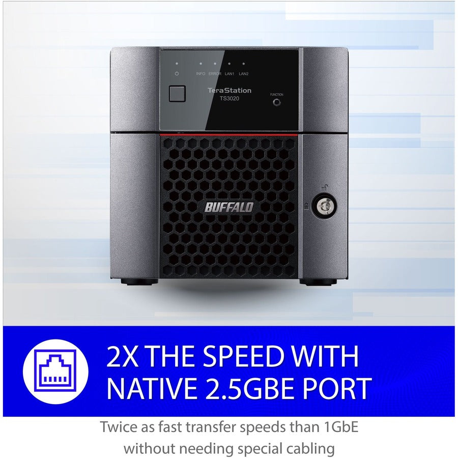 BUFFALO TeraStation 3220 2-Bay SMB 8TB (2x4TB) Desktop NAS Storage w/ Hard Drives Included TS3220DN0802