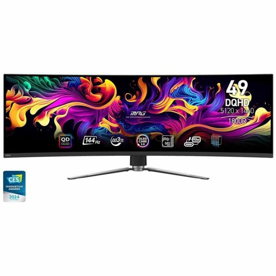 MSI MPG 491CQP QD-OLED 49" Class Dual Quad HD (DQHD) Curved Screen Gaming OLED Monitor - 32:9 - Metallic Black MPG 491CQP QD-OLED