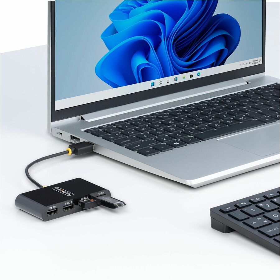 StarTech.com 4-Port USB 2.0 Hub, USB Bus Powered, Small Travel Mini USB Hub, Multi-Port USB 2.0 Splitter, Portable USB Hub, 480Mbps ST4200MINI2-USB-HUB