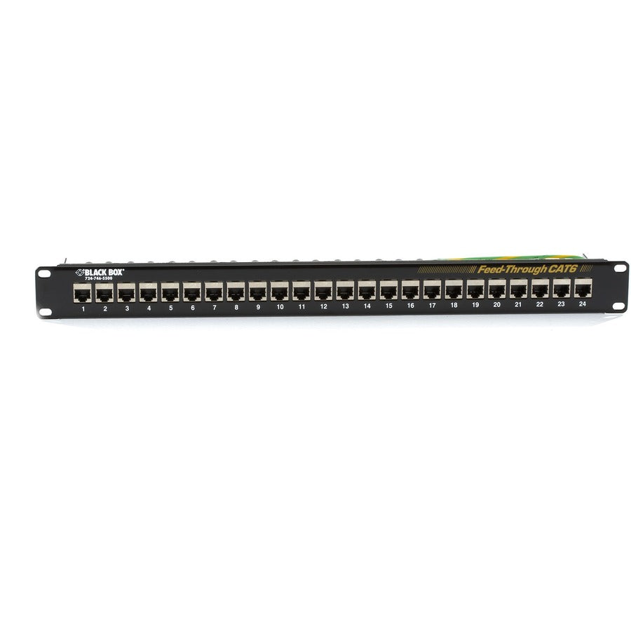 Black Box CAT6 Patch Panel - Feed-Through, 1U, Shielded, 24-Port JPM814A