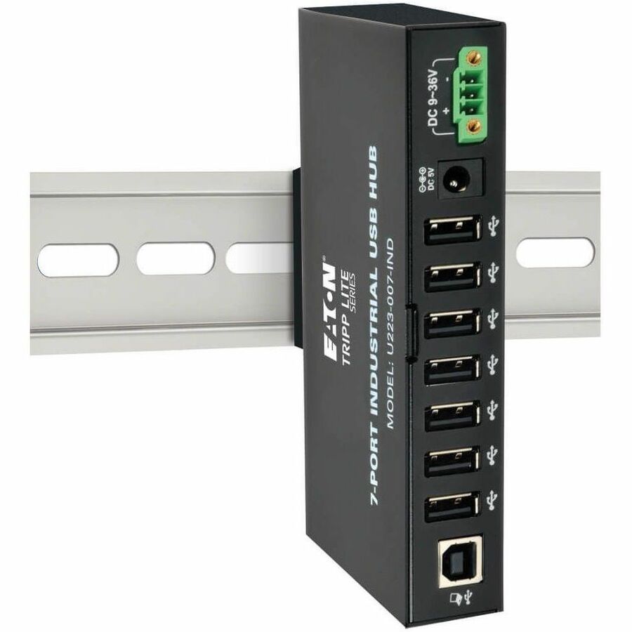 Eaton Tripp Lite Series 7-Port Industrial-Grade USB 2.0 Hub - 15 kV ESD Immunity, Metal Housing, Mountable U223-007-IND