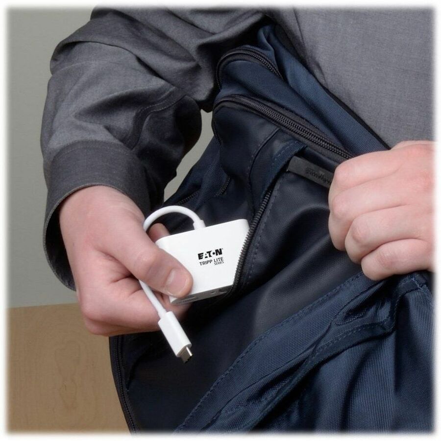 Eaton Tripp Lite Series USB-C to HDMI Adapter with USB 3.x (5Gbps) Hub Port and PD Charging, HDCP, White U444-06N-HU-C