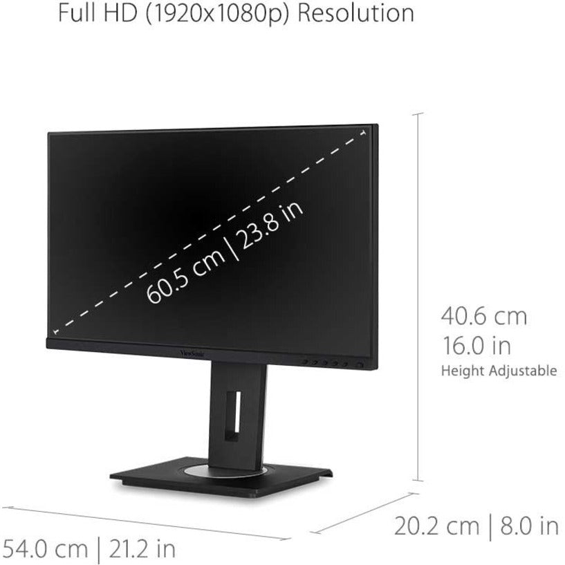 ViewSonic VG2455 24 Inch IPS 1080p Monitor with USB C, HDMI, DisplayPort, VGA and 40 Degree Tilt Ergonomics for Home and Office VG2455