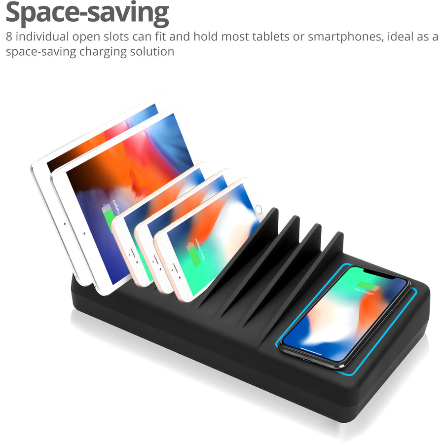 SIIG 10-Port USB-A/C & Wireless Charging Station With Ambient Light Deck AC-PW1H11-S1