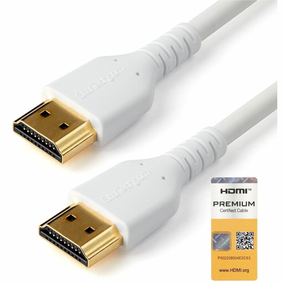 StarTech.com 2m Premium Certified HDMI 2.0 Cable with Ethernet - 6ft High Speed UHD 4K 60Hz HDR Durable Rugged Ultra HD HDMI Monitor Cord RHDMM2MPW