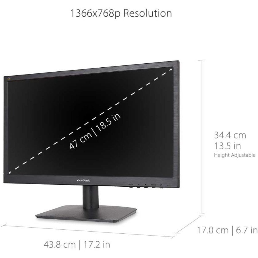 ViewSonic VA1903H 19-Inch WXGA 1366x768p 16:9 Widescreen Monitor with Enhanced View Comfort, Custom ViewModes and HDMI for Home and Office VA1903H