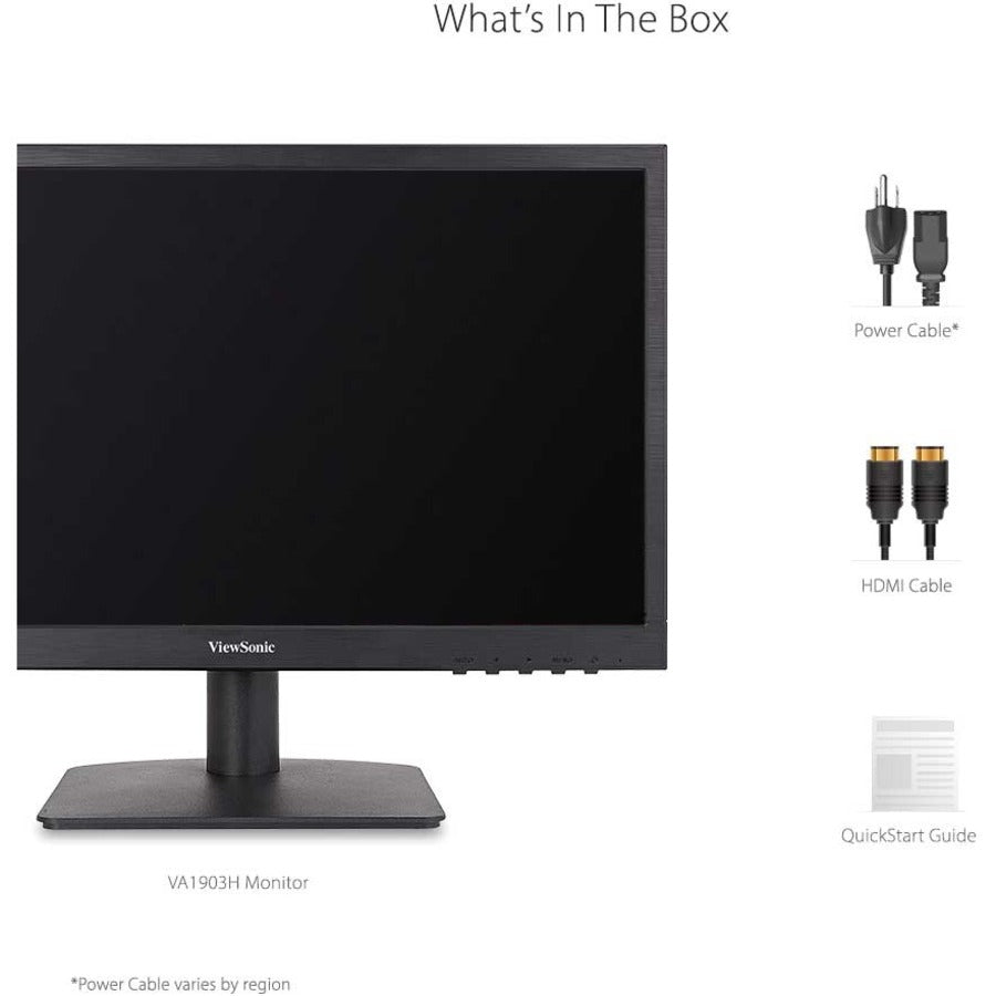 ViewSonic VA1903H 19-Inch WXGA 1366x768p 16:9 Widescreen Monitor with Enhanced View Comfort, Custom ViewModes and HDMI for Home and Office VA1903H