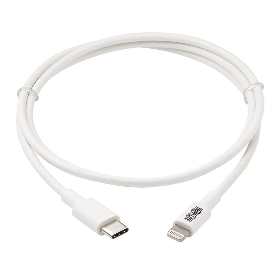 Eaton Tripp Lite Series USB-C to Lightning Sync/Charge Cable (M/M), MFi Certified, White, 3 ft. (0.9 m) M102-003-WH