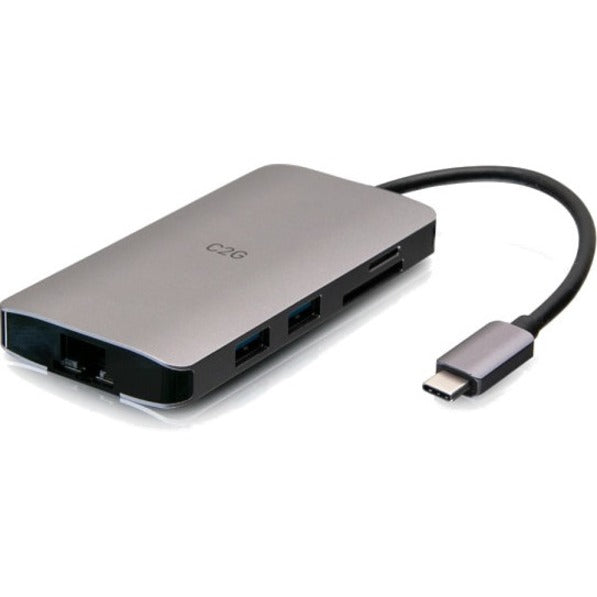 C2G USB C Dock with HDMI, USB, Ethernet, SD, USB C & Power up to 100W C2G54458