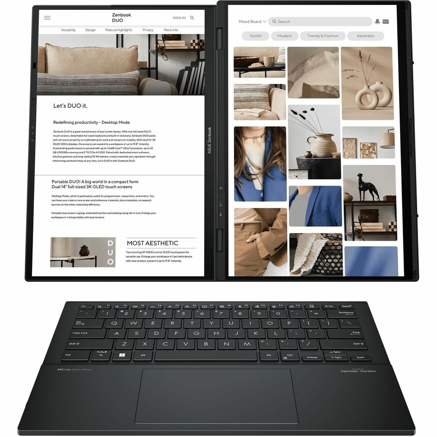 Asus ZenBook Duo UX8406 UX8406MA-DS76T 14" Touchscreen Detachable 2 in 1 Notebook - Full HD - Intel Core Ultra 7 155H - Intel Evo Platform - 16 GB - 1 TB SSD - Inkwell Gray UX8406MA-DS76T