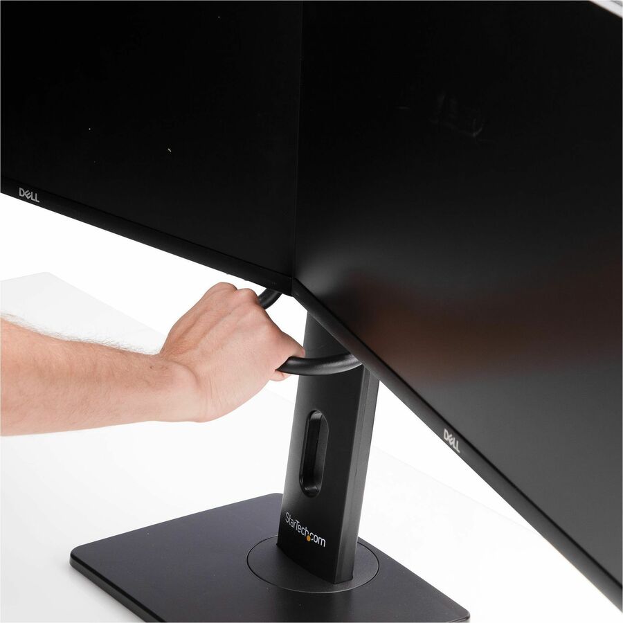 StarTech.com Crossbar Dual Monitor Desk Stand For 27inch Screens, Max Cap 26.4lb, VESA Mount 75x75/100x100, Toolless Height Adjustment 2MC1S-MONITOR-STAND
