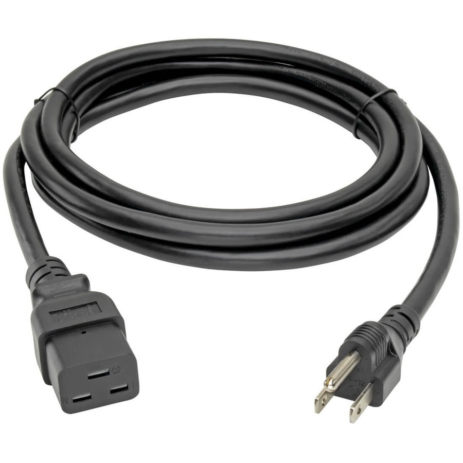 Eaton Tripp Lite Series Computer Power Cord, C19 to NEMA 5-15P - Heavy-Duty, 15A, 125V, 14 AWG, 10 ft. (3.05 m), Black P034-010
