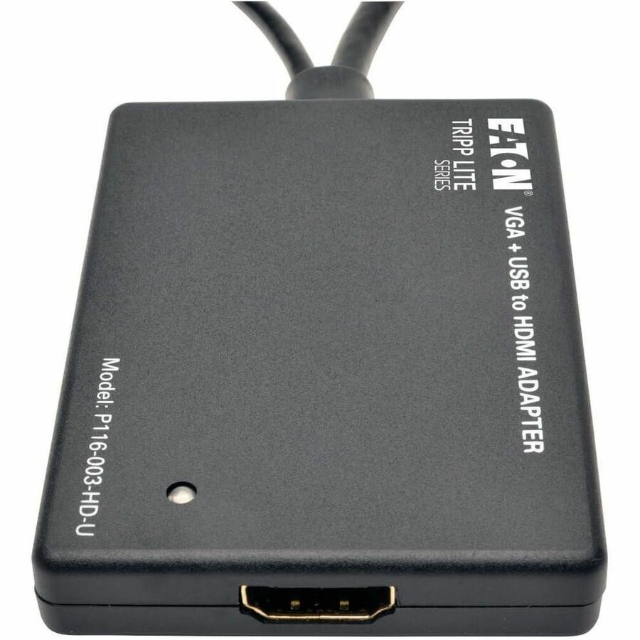 Eaton Tripp Lite Series VGA to HDMI Active Adapter Cable with Audio and USB Power (M/F), 1080p, 6 in. (15.2 cm) P116-003-HD-U