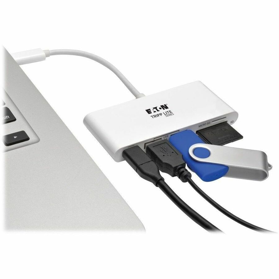 Eaton Tripp Lite Series USB-C Multiport Adapter, USB 3.x (5Gbps), USB-A/C Hub Ports, Card Reader and 60W PD Charging, White U460-002-2AM-C