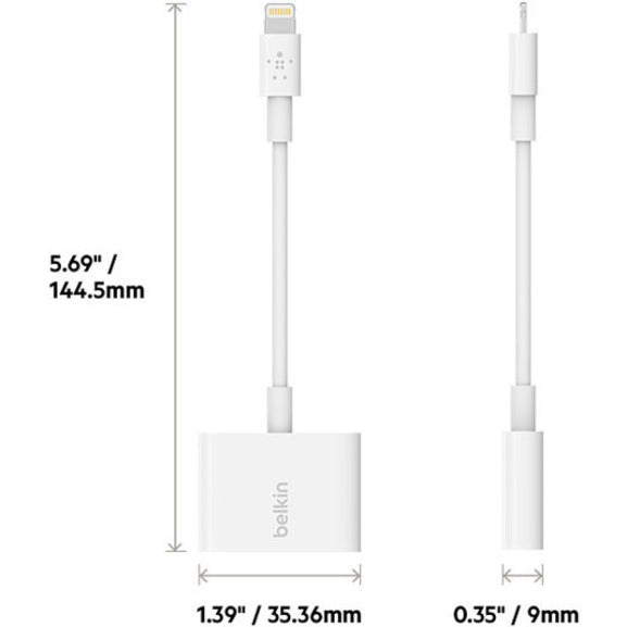 Belkin 3.5 mm Audio and Charge for iPhone and iPad Lightning Adapter F8J212BTWHT