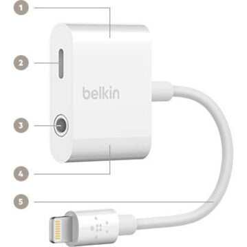 Belkin 3.5 mm Audio and Charge for iPhone and iPad Lightning Adapter F8J212BTWHT
