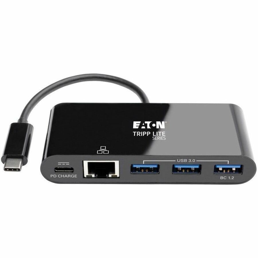 Eaton Tripp Lite Series 3-Port USB-C Hub - USB 3.x (5Gpbs) Hub Ports, Gigabit Ethernet, 60W PD Charging, Black U460-003-3AGB-C