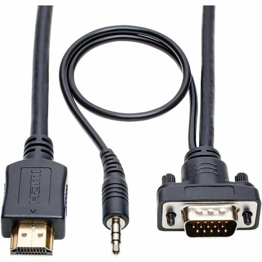 Eaton Tripp Lite Series HDMI to VGA + Audio Active Adapter Cable (HDMI to Low-Profile HD15 + 3.5 mm M/M), 15 ft. (4.6 m) P566-015-VGA-A