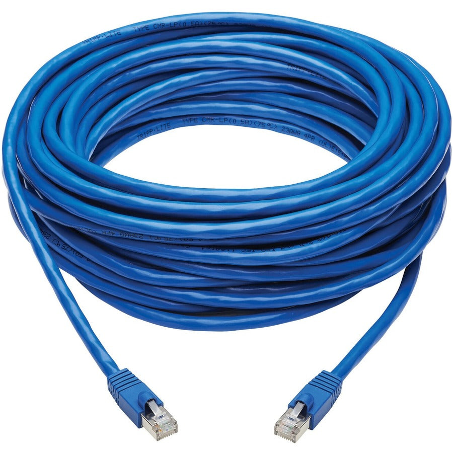 Eaton Tripp Lite Series Cat6a 10G Snagless F/UTP Ethernet Cable (RJ45 M/M), PoE, CMR-LP, Blue, 50 ft. (15.24 m), TAA N261P-050-BL