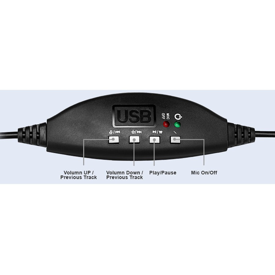 Adesso USB Stereo Headset with Adjustable Microphone- Noise Cancelling- Mono - USB - Wired - Over-the-head - 6 ft Cable -, Omni-directional Microphone - Black XTREAM P2