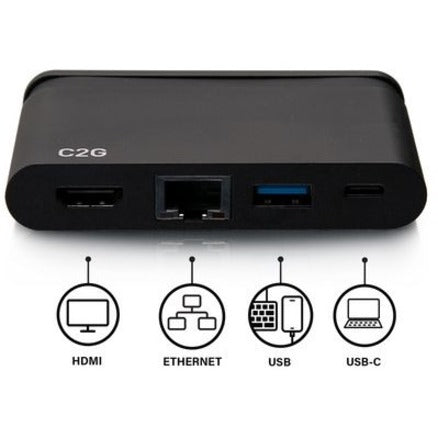 C2G USB C Dock with HDMI, USB, Ethernet, USB C & Power Delivery up to 100W C2G54455