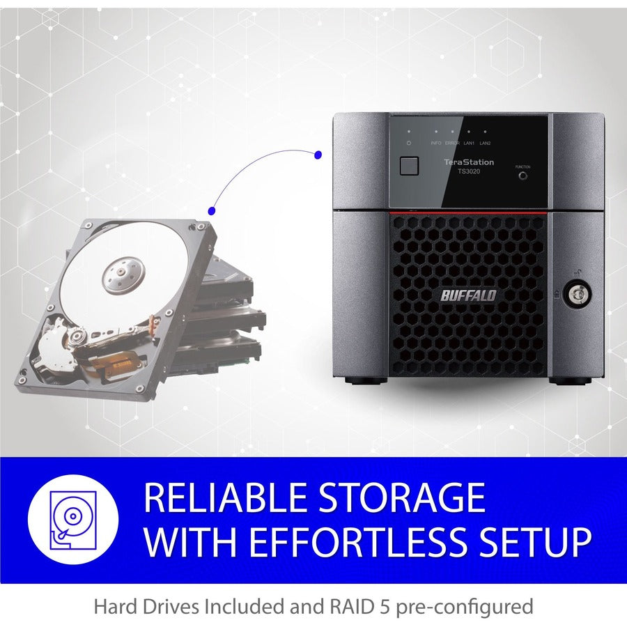 BUFFALO TeraStation 3220 2-Bay SMB 4TB (2x2TB) Desktop NAS Storage w/ Hard Drives Included TS3220DN0402