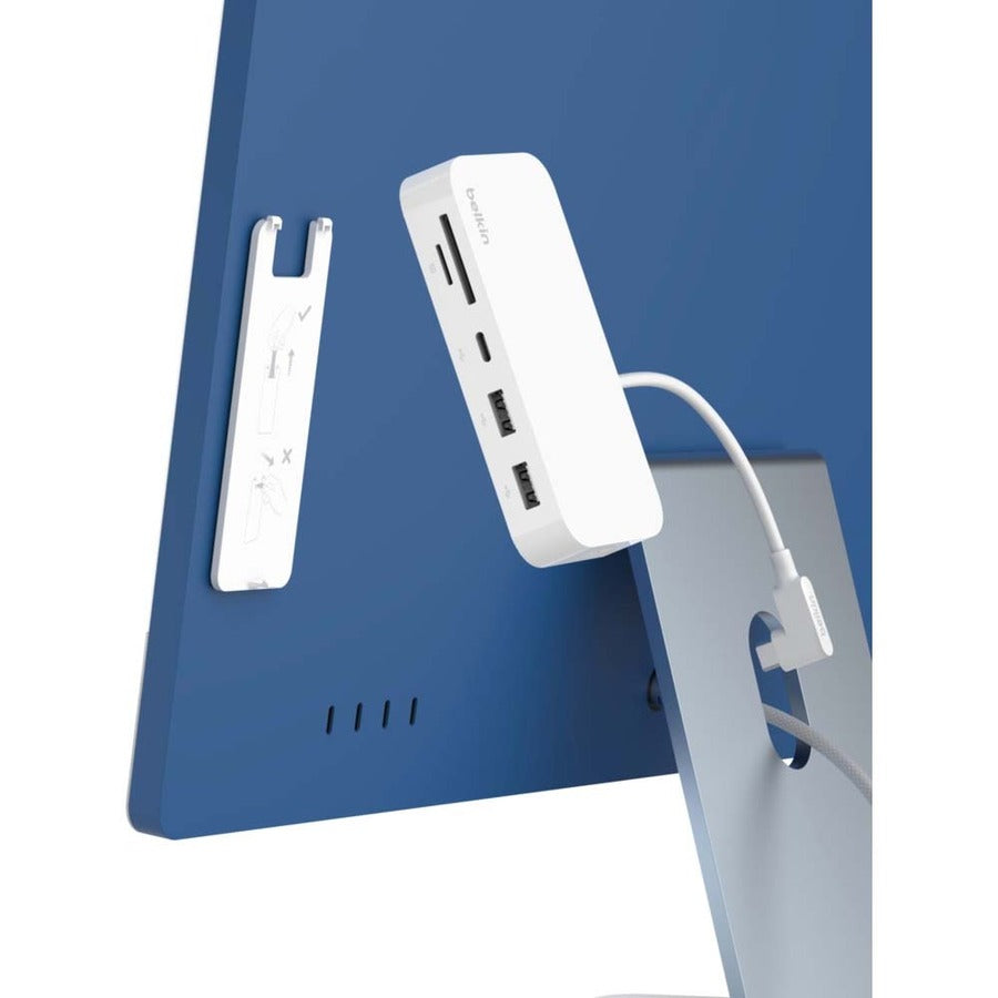 Belkin USB-C 6-in-1 Hub with Mount - USB-C Docking Station with Micro SD Card Reader - Compatible w/ MacBook, Chromebook INC011TTWH