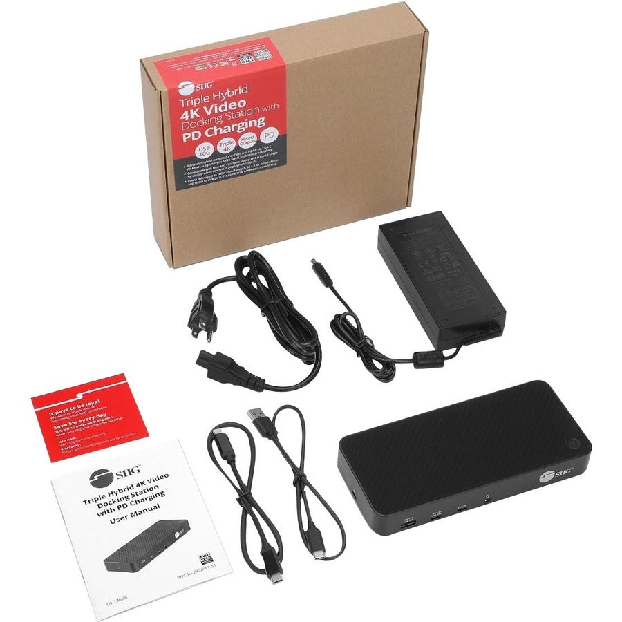 SIIG Triple Hybrid 4K Video Docking Station with PD Charging JU-DK0P11-S1