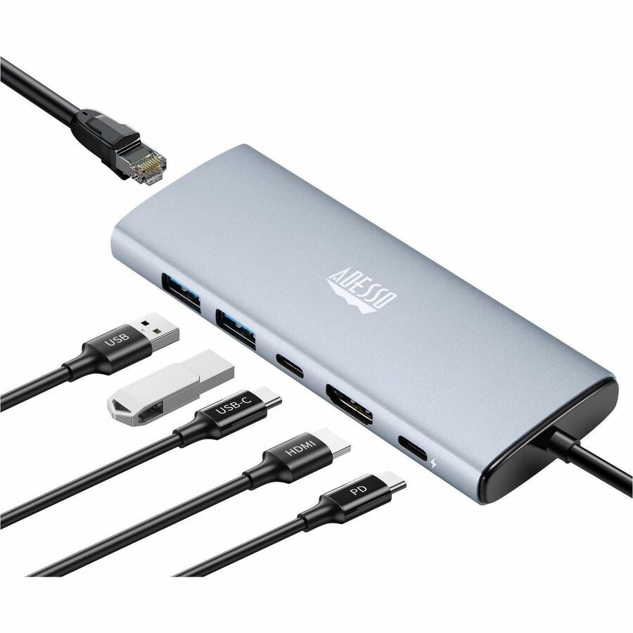 Adesso AUH-4035 7 in 1 Docking Station, Supports USB C to x1 4K HDMI, 3x USB-A 3.2, 1x PD, 1x Micro SD, 1x SD Card AUH-4035