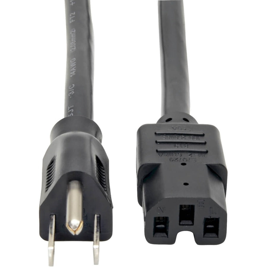 Eaton Tripp Lite Series Power Cord, NEMA 5-15P to C15 - Heavy-Duty, 15A, 125V, 14 AWG, 8 ft. (2.43 m), Black P019-008