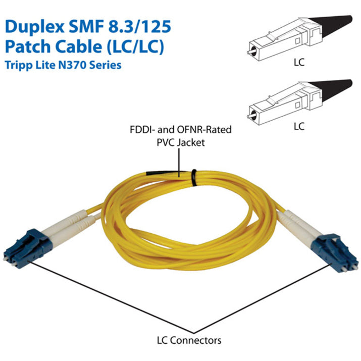 Eaton Tripp Lite Series Duplex Singlemode 9/125 Fiber Patch Cable (LC/LC), 2M (6 ft.) N370-02M