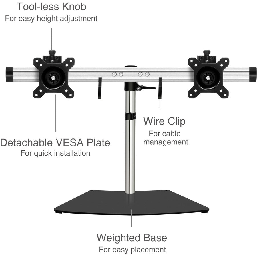 SIIG Easy-Adjust Dual Monitor Desk Stand - 13" to 27" CE-MT2011-S1