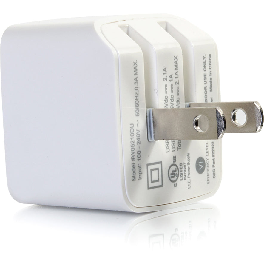 C2G 2-Port USB Wall Charger - AC to USB Adapter - 5V 2.1A Output 22322