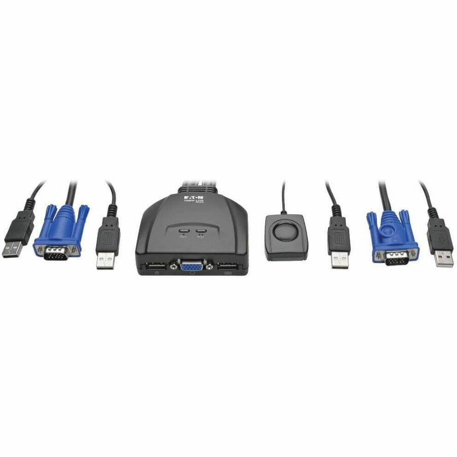 Eaton Tripp Lite Series 2-Port USB/VGA Cable KVM Switch with Cables and USB Peripheral Sharing B032-VU2