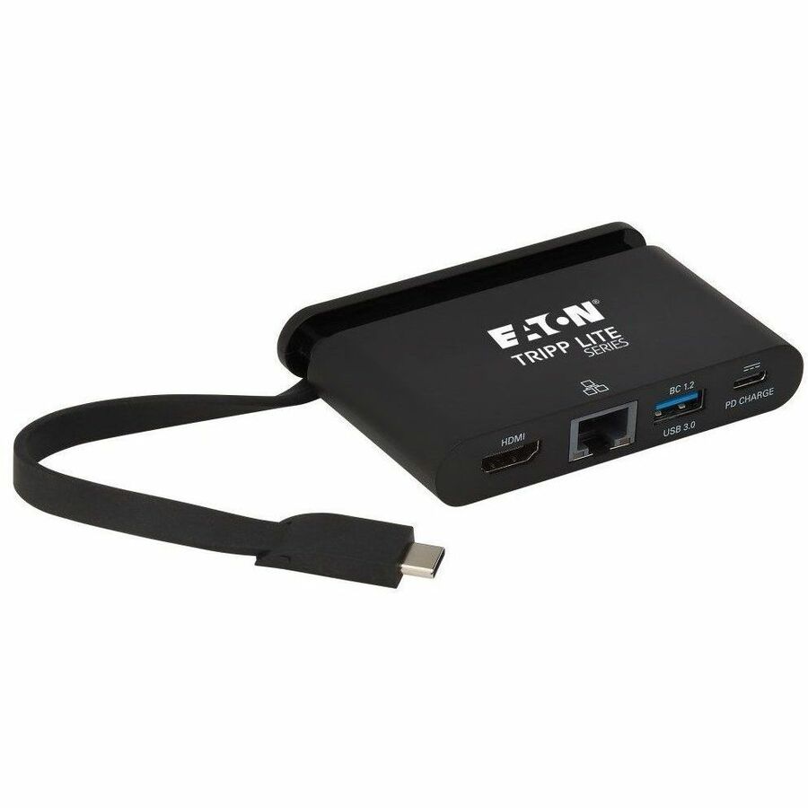 Eaton Tripp Lite Series USB-C Multiport Adapter - 4K HDMI, USB 3.x (5Gbps) Hub Port, GbE, Self-Storing Cable, 100W PD Charging, Black U444-T6N-H4GUBC
