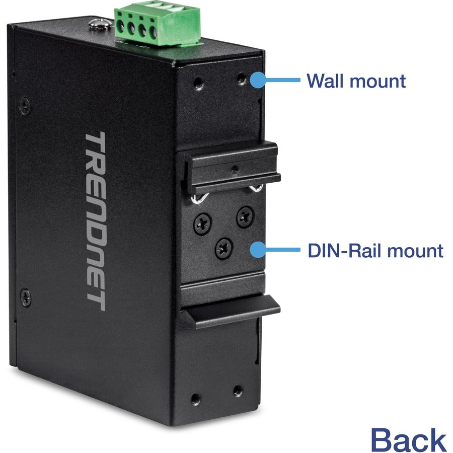 TRENDnet 5-Port Industrial Unmanaged Fast Ethernet DIN-Rail Switch, 5 x Fast Ethernet Ports, IP30, Operating Temperature Range of (- 40 - 75 &deg;C (- 40 - 167 &deg;F), Lifetime Protection, Black, TI-E50 TI-E50