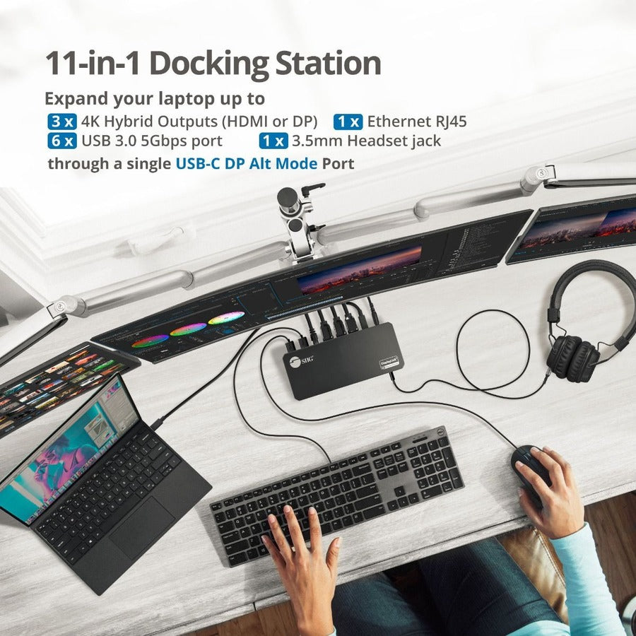SIIG Universal Hybrid Triple 4K Video Docking Station with PD 3.0 100W JU-DK0J11-S1