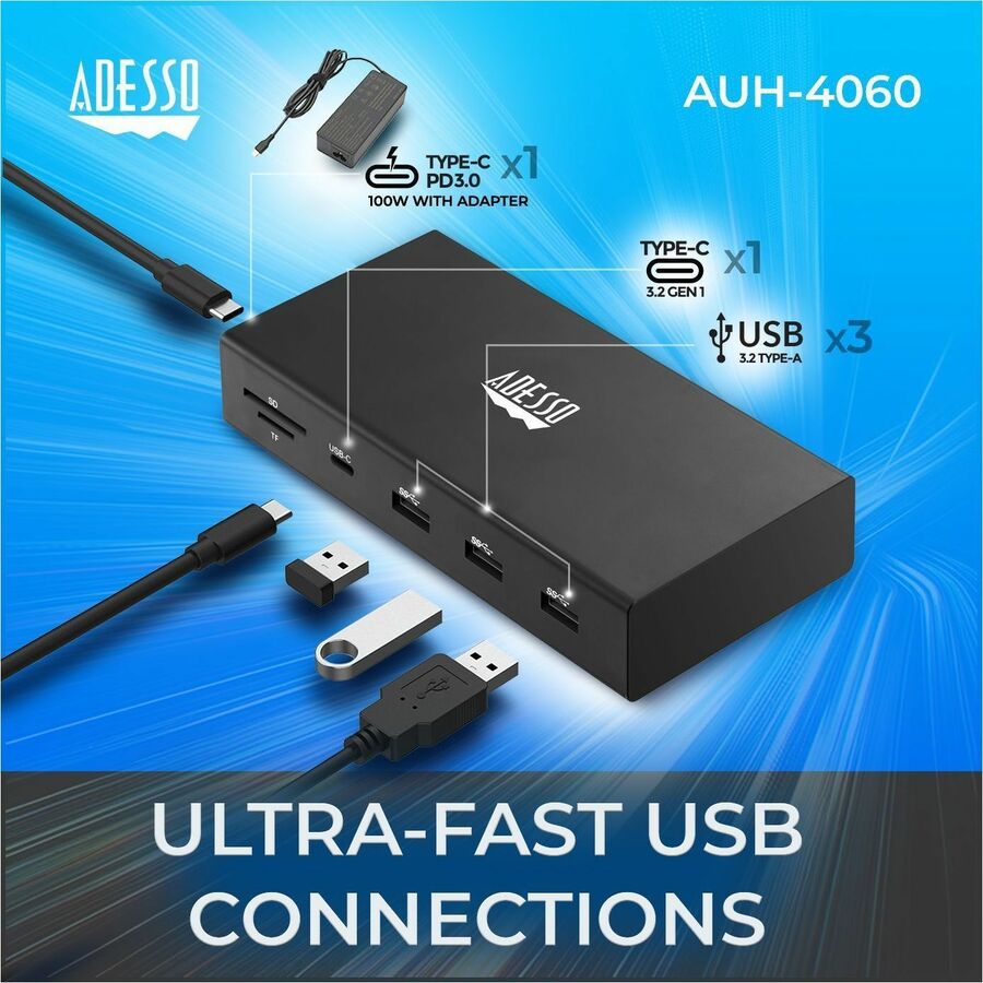 Adesso 12-in-1 USB-C Multi-Port Docking Station (TAA Compliant) AUH-4060