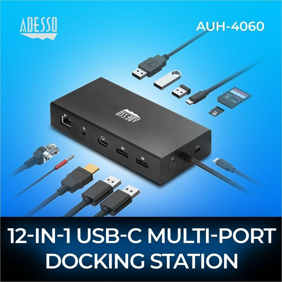 Adesso 12-in-1 USB-C Multi-Port Docking Station (TAA Compliant) AUH-4060