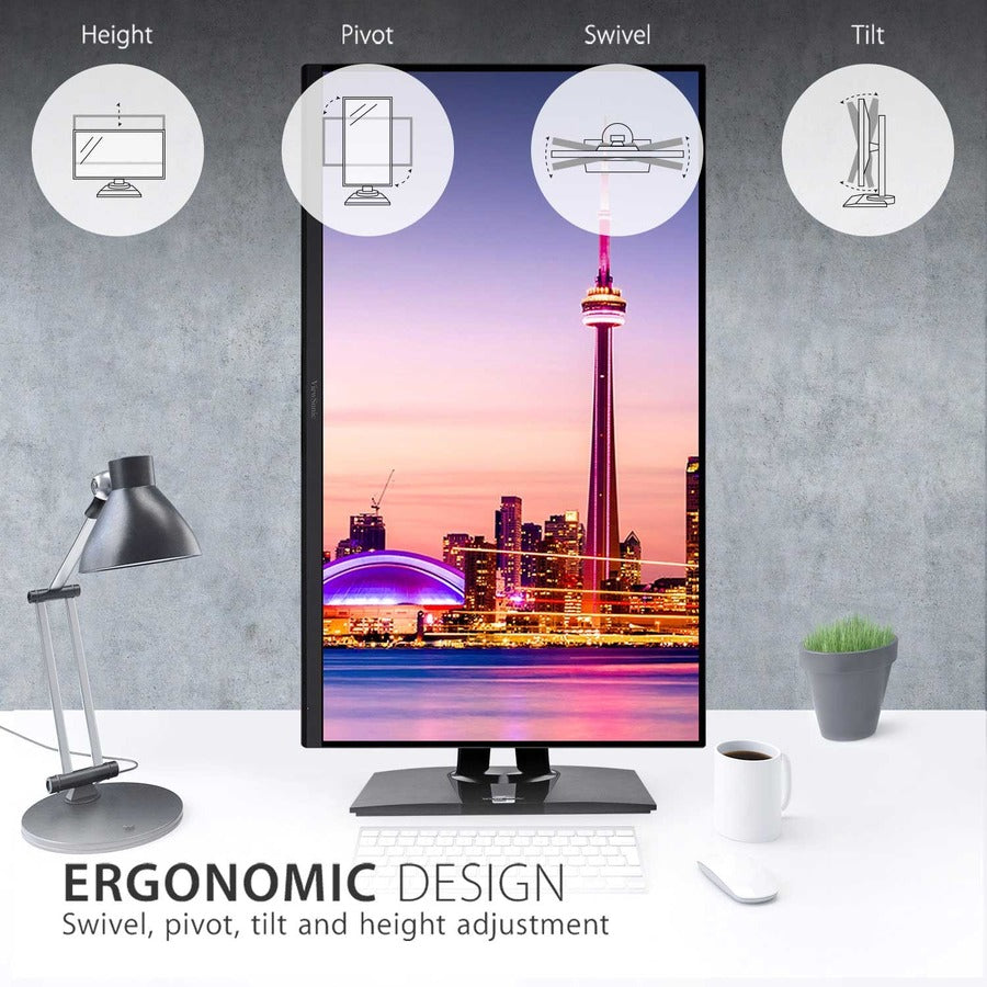 ViewSonic VP3256-4K 32 Inch 4K UHD IPS Ergonomic Monitor with Ultra-Thin Bezels, Color Accuracy, Pantone Validated, 60W USB C VP3256-4K
